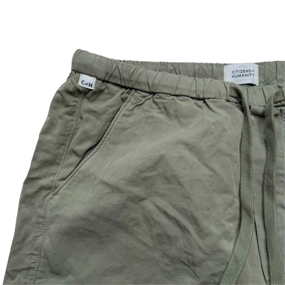 CITIZENS OF HUMANITY Aurora Wide Leg Pants Green Cotton Flax Women's Size Medium